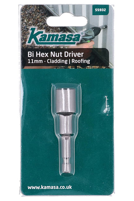 Kamasa 55932 Cladding & Roofing Bi-Hex Nut Driver 11mm