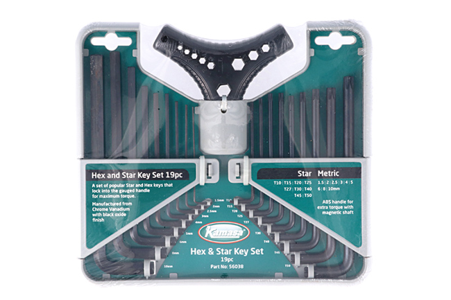 Laser Tools 56038 Hex & Star* Key Set 19pc