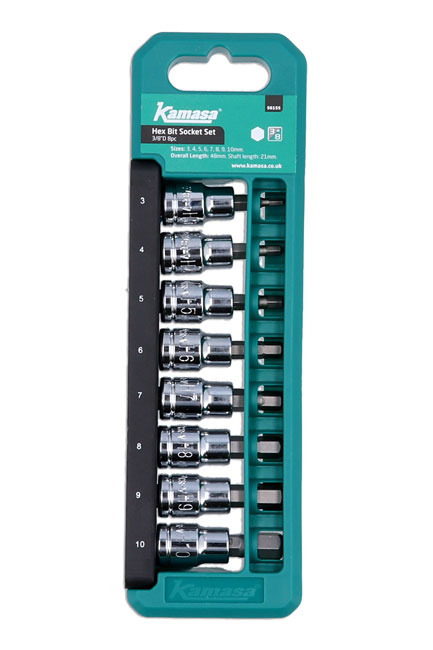 Kamasa 56155 Hex Bit Socket Set 3/8"D 8pc