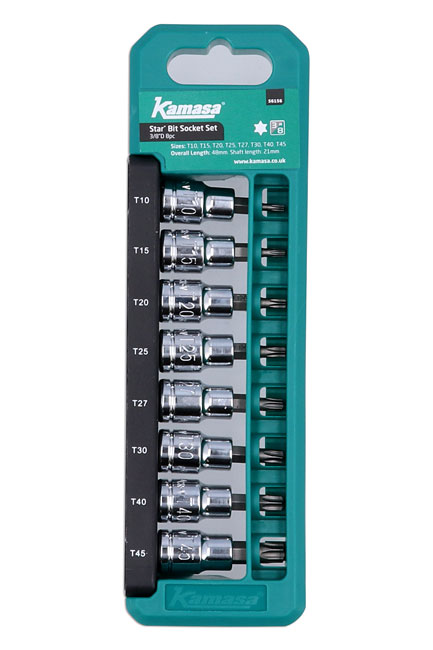 Kamasa 56156 Star Bit Socket Set 3/8"D 8pc