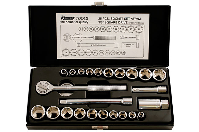 Laser Tools SS3622 Socket Set 3/8"D, 25pc